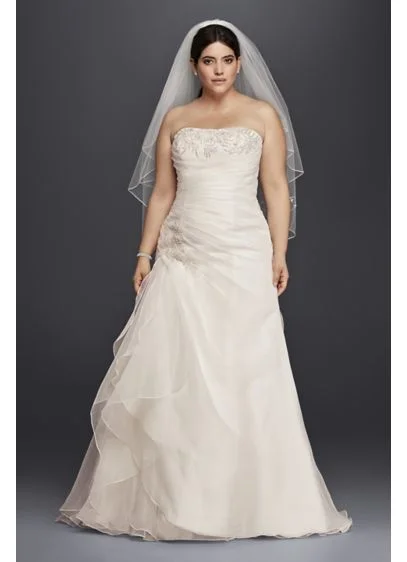 David's Bridal Organza and Lace Plus Size A-Line